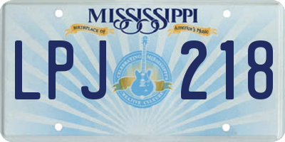 MS license plate LPJ218