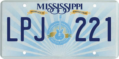 MS license plate LPJ221