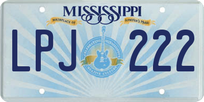 MS license plate LPJ222