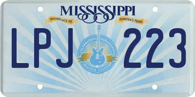 MS license plate LPJ223