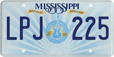 MS license plate LPJ225