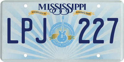 MS license plate LPJ227