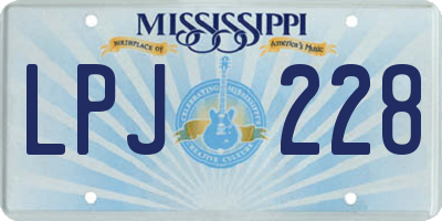 MS license plate LPJ228