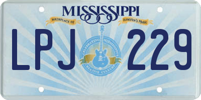 MS license plate LPJ229