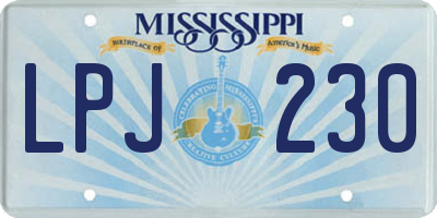 MS license plate LPJ230