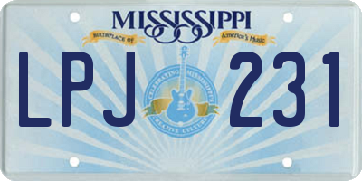 MS license plate LPJ231