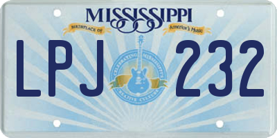 MS license plate LPJ232
