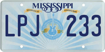 MS license plate LPJ233