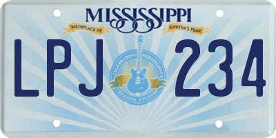 MS license plate LPJ234