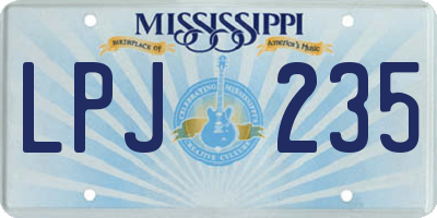 MS license plate LPJ235