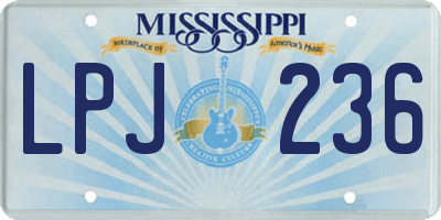 MS license plate LPJ236