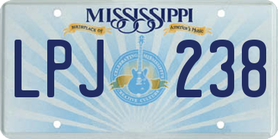 MS license plate LPJ238