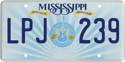 MS license plate LPJ239