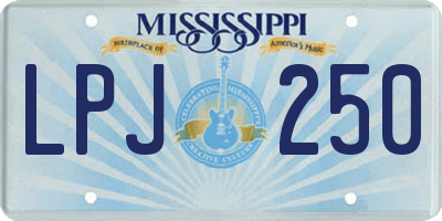 MS license plate LPJ250