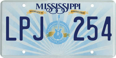 MS license plate LPJ254