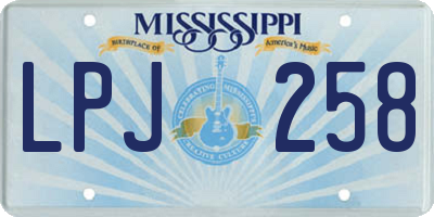MS license plate LPJ258