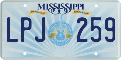 MS license plate LPJ259