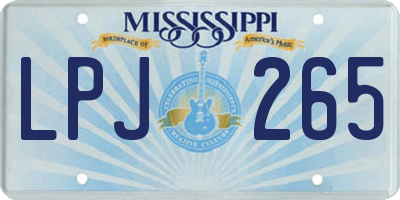 MS license plate LPJ265