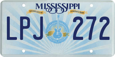 MS license plate LPJ272