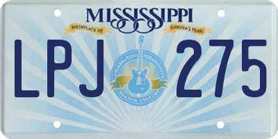 MS license plate LPJ275