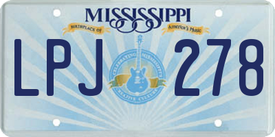 MS license plate LPJ278