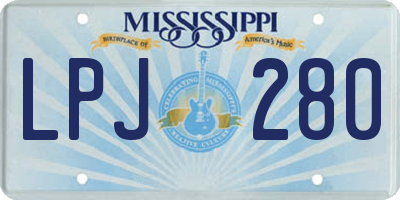 MS license plate LPJ280