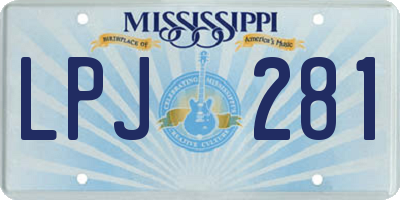 MS license plate LPJ281