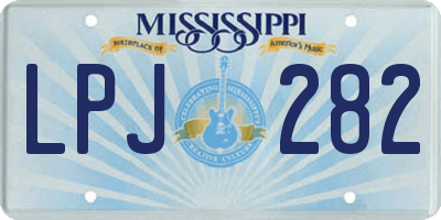 MS license plate LPJ282