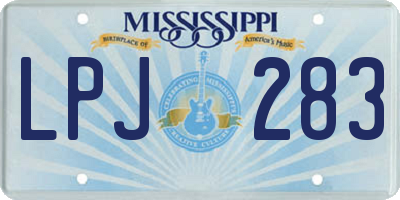 MS license plate LPJ283