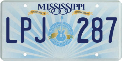 MS license plate LPJ287