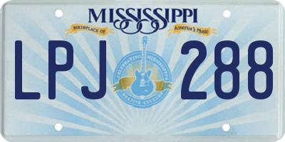 MS license plate LPJ288
