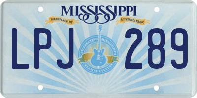MS license plate LPJ289