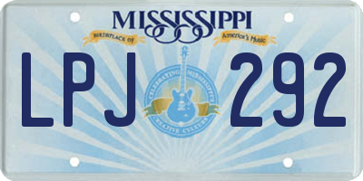 MS license plate LPJ292