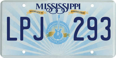 MS license plate LPJ293