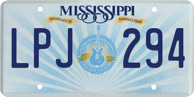 MS license plate LPJ294