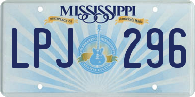 MS license plate LPJ296