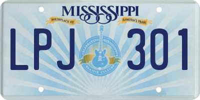 MS license plate LPJ301