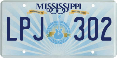 MS license plate LPJ302