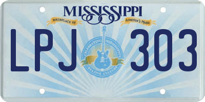 MS license plate LPJ303