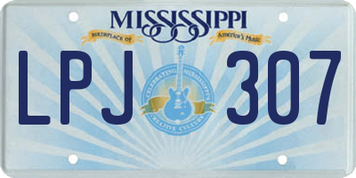 MS license plate LPJ307