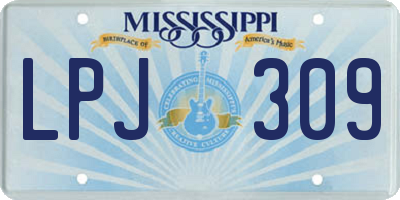 MS license plate LPJ309
