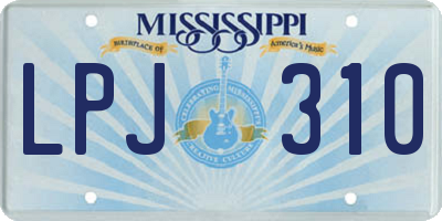 MS license plate LPJ310
