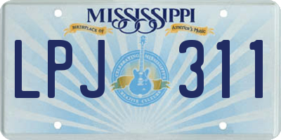 MS license plate LPJ311