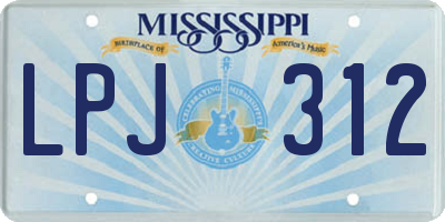 MS license plate LPJ312