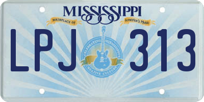 MS license plate LPJ313