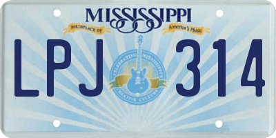 MS license plate LPJ314