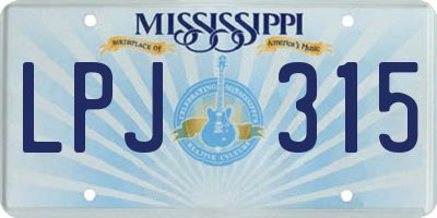 MS license plate LPJ315