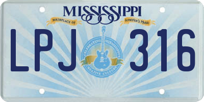 MS license plate LPJ316