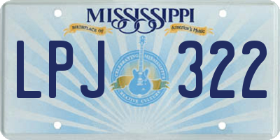 MS license plate LPJ322