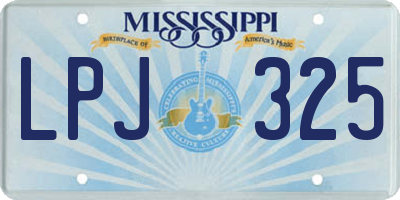 MS license plate LPJ325